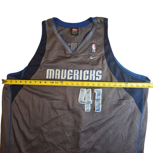 Dallas Mavericks Dirk‎ Nowitzki 41 Basketball Alt Jersey 5XL Grey Blue Nike NBA